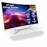 MECHAZER 27 inch All-in-One Desktop Computer Curved FHD Display 16GB RAM 512GB ROM,All-in-One PC Alder Lake N100 (Up to 3.4GHz), HDMI Bluetooth 5.1 Dual Band WiFi,Wired Mouse and Keyboard