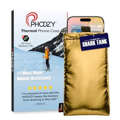 PHOOZY Apollo Thermal Phone Case | Insulated Phone Pouch Extends Battery Life 3X in Freezing Weather | Cold Resistant Drop Protection | Military Grade Water Resistant | Large | Gold