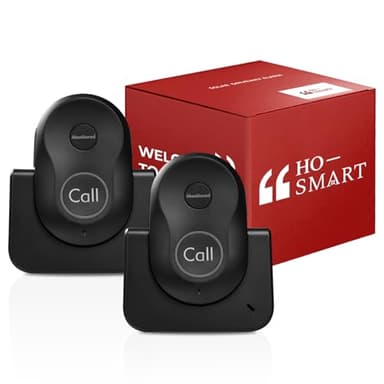 Hosmart Intercoms Wireless for Home, 2024 New Rechargeable Full Duplex Caregiver Pager for Elderly Senior, Two-Way Real-time Talk, Portable Personal Alert, Call/Monitor Button for Home Safety(Black)