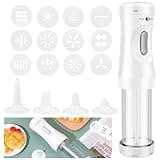 Electric Cookie Press Gun Kit for Baking Cookies Press Maker Set with 12 Cookie Discs and 4 Icing Nozzles Detachable Cookie Machine Biscuits for Biscuits Cake Dessert DIY Maker Baking Supplies