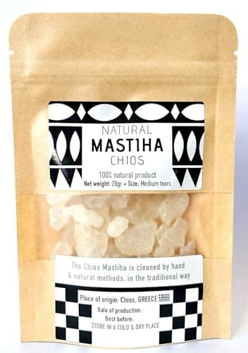 Chios Mastiha Tears Gum Greek 100% Natural Mastic Packs From Mastic Growers Fresh (20gr Medium Tears)