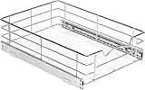 HOLDN’ STORAGE Heavy-Duty Premium Collection Pull Out Cabinet Organizer - Pantry Drawer Slide Out Caddy -Lifetime Limited Warranty - Basket Size 14" W x 21" D x 5" H, Anti-Rust Chrome Finish