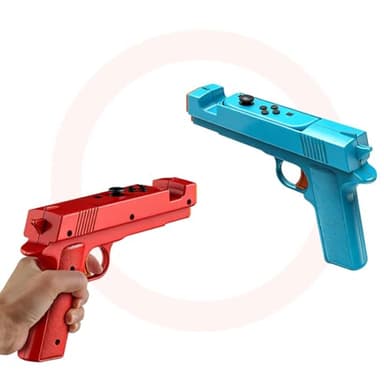 2 Pack Shooting Game Gun Controllers for Nintendo Switch/Switch OLED Controller,Gun Hand Grip Motion Controller Gamepad Joypad Gaming Accessories for Nintendo Switch Shooter Hunting Games (Blue + Red)