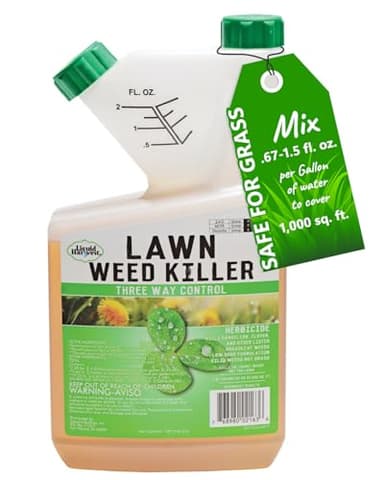 Liquid Harvest Lawn Weed Killer- 32 Ounces - Concentrated Broad Spectrum Herbicide, Three Way Control, Contains 2,4-D, MCPA and Dicamba, Kills Broadleaf Weeds Without Killing Grass