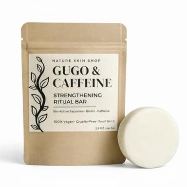 Nature Skin Shop Gugo Shampoo Bar for Hair Growth and Thinning, Anti-Hair Fall Treatment with Biotin & Caffeine, Sulfate-Free, Zero-Waste & Plastic-Free