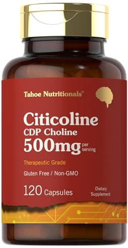 Tahoe Nutritionals Citicoline Supplement | 500mg | 120 Capsules | CDP Choline | Therapeutic Grade |Non-GMO and Gluten Free