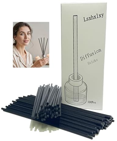 Lsxhxlxy 100 Pcs Black Reed Fiber Diffuser Sticks,Diameter 3.5mm, Length 190mm (7.48 inches), Density 460，Suitable for Various Essential Oils and Perfume, Lasting, Stable and Diffusing Fragrance