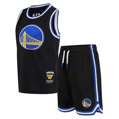 Ultra Game Boys NBA Official Super Soft Jersey Tank Top & Basketball Shorts Set, Golden State Warriors, Black, 8