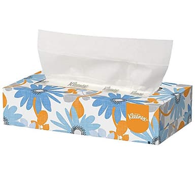 Kleenex 21606BX White Facial Tissue, 2-Ply, White, Pop-Up Box (Box of 125 Tissues)