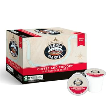 French Market Coffee & Chicory Medium-Dark Roast Single Serve Coffee Pods, 12ct Box (Pack of 6)