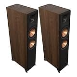 Klipsch RP-6000F II 2.0 Dual Floorstanding Speaker Pair with 90° x 90° Hybrid Tractrix Horn, 1” LTS Tweeter, 6.5” Cerametallic Woofers, and Dolby Atmos Options for Premium Home Theater Sound in Walnut