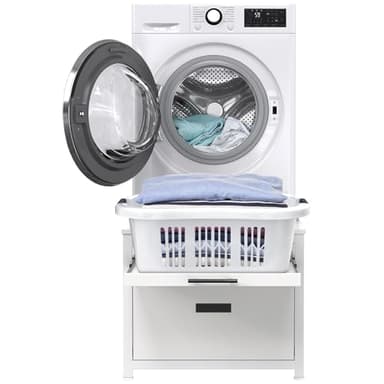 GDLF Washer Dryer Pedestal, 24.1" Laundry Pedestal for Compact Washing Maching, Washer and Dryer Stand with Shelf and Base Storage,White