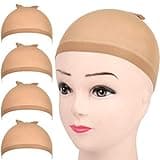 Fandamei 4 pieces Light Brown Stocking Wig Caps Stretchy Nylon Wig Caps for Women