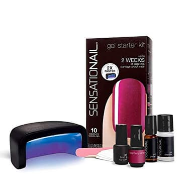 SensatioNail Gel Nail Polish Starter Kit, Raspberry Wine Red – At-Home Gel Nail Kit with Everything Needed for 10 Manicures – Lasts up to 2 Weeks – Includes LED Nail Lamp