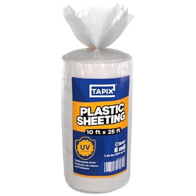 Plastic Sheeting (10' x 25') Long, 6 Mil - UV Protection Poly Sheeting Polyethylene Film, Heavy Duty Greenhouse Plastic Sheeting