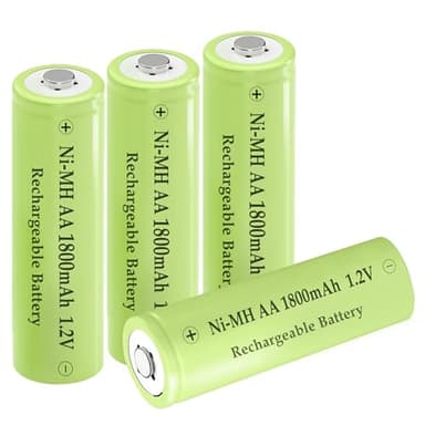 Teneyuuo Ni-Mh Rechargeable AA Batteries 1.2v 1800mAh High Capacity for Outdoor Solar Lights,Household Devices,4 Packs 1800mAh Battery