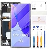 OLED for Samsung Galaxy S22 Ultra 5G G908 Screen Replacement for SM-S908B, SM-S908B/DS, SM-S908U LCD Display Touch Screen Digitizer Assembly Repair Kit 6.8" (Black with Frame)