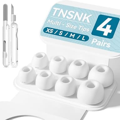 TNSNK [4 Pairs] Replacement Ear Tips for Airpods Pro 1st /2nd (2019/2022/2023) with Noise Reduction Hole,Built-in dust Guard Screen Silicone Ear Tips - 4 Sizes(XS/S/M/L),White