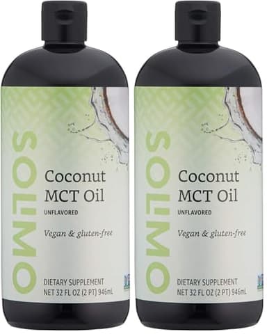 Amazon Brand - Solimo MCT Liquid Coconut Oil, Unflavored, Vegan & Gluten-free, 32 fl oz (Pack of 2)