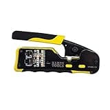 Klein Tools VDV226-110 Ratcheting Modular Data Cable Crimper / Wire Stripper / Wire Cutter for RJ11/RJ12 Standard, RJ45 Pass-Thru Connectors