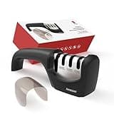 Amesser 4-in-1 Knife Sharpener – Fast & Safe Sharpening for Kitchen, Pocket, Chef’s & Serrated Knives, Scissors | Effortlessly Restore, Hone & Polish Blades with Easy-to-Use Sharpener