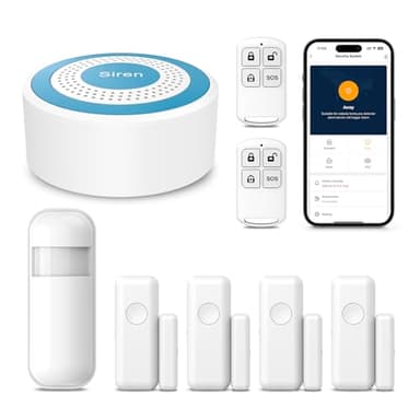 PGST Wifi Home Alarm System,Smart Home Security Systems with Instant Tuya App Alerts,8 PCS Door Alarm Kits Siren Hub with Motion and Door Sensors,Remote,Work with Alexa for Villa,Apartment,Kids Safety