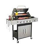 Zolyndo 2 in 1 Outdoor Propane Griddle Grill Combo for Camping, 4-Burner Propane Gas BBQ Grill with Side Burner & Porcelain-Enameled Cast Iron Grate, 46,790 BTU Gas Barbecue Grill, Patio, Backyard