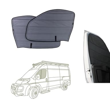 VanEssential Insulated Blackout Front Door Window Covers Designed for RAM Promaster Van Years 2014 to Current Model (Pair) - Charcoal Gray