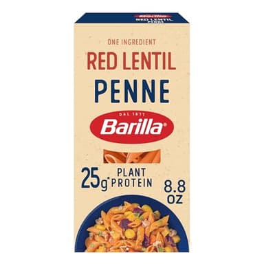 Barilla Red Lentil Penne Pasta, 8.8 oz - Vegan, Gluten Free, Non GMO & Kosher - Made with Plant Based Protein