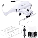 TMANGO Magnifying Glasses with Light for Close Work, Hands Free Headband Magnifier, Magnifying Headset with Light for Jewelry, Eyelash, Watch Repair or Cross Stitch