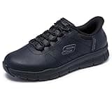 Skechers Womens Work Hands Free Slip Ins Nampa-Cottonbud Bungee Athletic SR Food Service Shoe, Black, 9