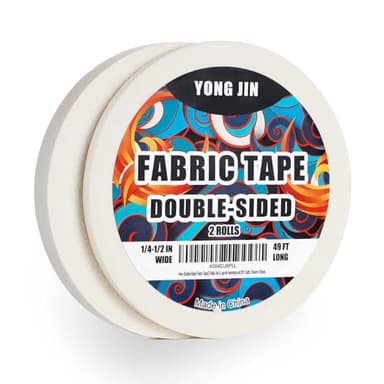 YONGJIN Double-Sided Fabric Tape (2 Rolls) - No Sewing or Ironing Required, Perfect for Quick Clothing Repairs, Fabric Bonding, Adhesive Cloth Tape for Hemming and DIY Crafts (1/4inch+1/2inch)