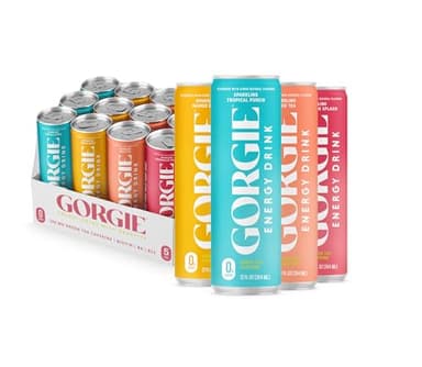 GORGIE Sugar Free Natural Energy Drinks, BestSellers Variety (12 Pack) - Healthy Energy Drinks - Natural Coffee Replacement with Green Tea Caffeine and Biotin - 150mg Caffeine, Vegan, & Low Calorie