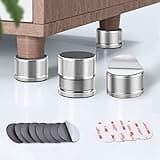xuenair Furniture Risers 1 inch Adjustable,4 Pack Metal Bed Risers Lift Height 1"-1.7",Non-Slip Bottom Silicone Pad,Heavy Duty Couch Risers Sofa Risers (Small - Silver - 4 pcs)