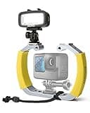 Movo DiveRig4 Diving Rig Bundle with Waterproof LED Light - Compatible with GoPro HERO3, HERO4, HERO5, HERO6, HERO7, HERO8, and DJI Osmo Action Cam - Scuba Accessories for Underwater Camera