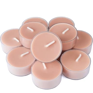 DEYBBY Natural Velvet Wood Scented Soy Wax Tealight Candles Bulk, Aromatherapy Luxury Tea Candle Set of 12-4 Hour Burning Great Gift