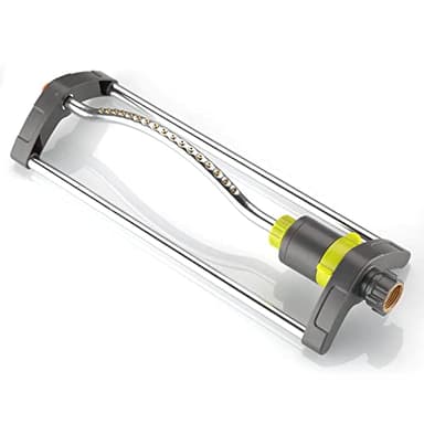 Lawn Sprinkler, GUDWING Metal Oscillating Sprinkler with Brass Nozzles, Water Sprinkler for Lawn Covers up to 3,600 Ft, Includes Spray Jet Cleaning Needle, Grey