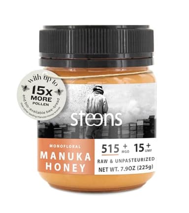 Steens Manuka Honey - MGO 515+ - Pure & Raw 100% Certified UMF 15+ Manuka Honey - Bottled and Sealed in New Zealand - 7.9 oz Jar