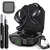 【Secure Lock】 Case for SHOKZ OpenFit Case with Cleaning Kit & Keychain, Soft TPU Cover Cover Compatible with SHOKZ OpenFit Open-Ear Earbuds True Wireless Bluetooth Headphones, Shockproof Protective