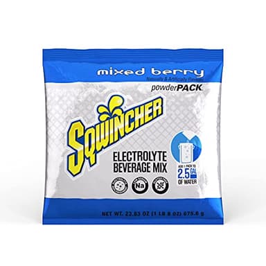 Sqwincher Powder Pack | Mixed Berry Flavored | Low Calorie | Low Sodium | Electrolyte Replenishment Hydration Drink Mix | Just Add to 5 Gallons of Water | 47.66 oz packet (pack of 16)