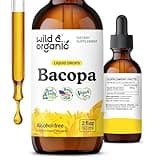 Wild & Organic Bacopa Tincture - Supports Calm, Focus, Clarity - Bacopa Monnieri Supplement Liquid - Alcohol-Free Drops with Brahmi Extract - Vegan, Sugar-Free - 2-Month Supply - 2 fl oz