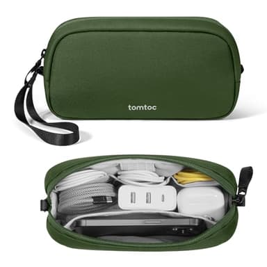 tomtoc Electronics Organizer Travel Case, Water Resistant Travel Bag Cable Organizer for Essentials, Tech Pouch Accessories Carry Storage for Cord, Phone, Cables, Airpods, USB Flash Drive, Daily Items