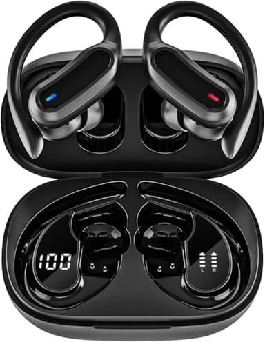 Wireless Earbuds, Bluetooth 5.4 Headphones, True Wireless Stereo Sound Earphones with Noise Cancelling Mic, Fast Charging, IPX7 Waterproof, Comfort Fit Ear Buds for Sports/Workouts/Travel (Deep Black)