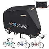 Tricycle Cover for Adult Bike,420D Heavy Duty Electric Trike Covers Waterproof Outdoor with 3 Wheel Lock Holes,Waterproof Strip,3 Windproof Buckles,Accessories Fit for Various 3 Wheel Bike Types