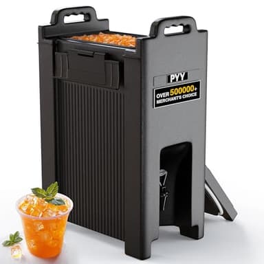 PYY Insulated Beverage Dispenser 5 Gallon - Hot and Cold Drink Container with Handles, Thermal Drink Dispenser Cooler Server carrier For Commercial Catering Black