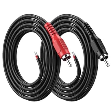 RCA to Speaker Wire Adapter, 18AWG 2 Pack 3ft RCA Male Plug to Bare Cable Open End, UIInosoo Audio Cable, Red and Black