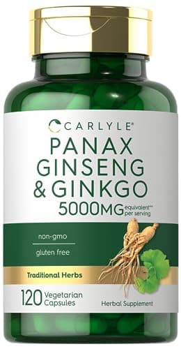 Carlyle Panax Ginseng & Ginkgo | 120 Vegetarian Capsules | Non-GMO & Gluten Free Supplement