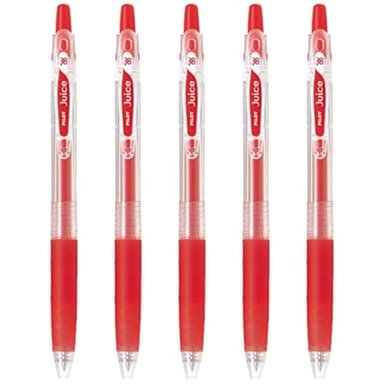 Pilot Juice 038 Retractable Gel Ink Pen (LJU-10UF), Ultra Fine Point, 0.38mm, Red Ink, Set of 5