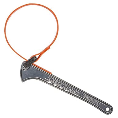 KLEIN TOOLS S12HB Strap Wrench, Adjustable Grip-It Strap Wrench Adjusts 1-1/2 to 5-Inch, 12-Inch Handle