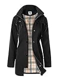 SaphiRose Women's Long Hooded Rain Jacket Outdoor Raincoat Windbreaker(Black,Medium)